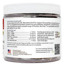 back picture of Wholistic Pet Organics , Hip & joint Soft Chew (FORMERLY RUN FREE™) containing product facts and ingredients