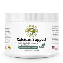 front picture of Wholistic Pet Organics, Calcium Support 72g bottle