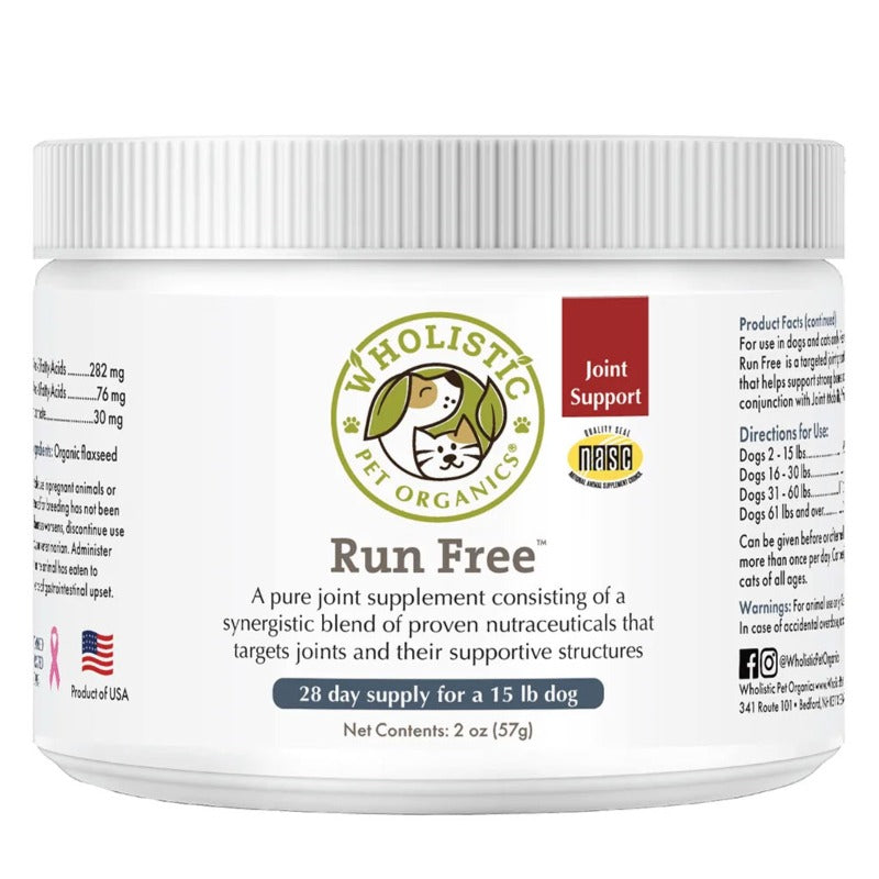 Front picture of RUN FREE™ 57g bottle. 