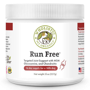 Front picture of RUN FREE™ 227g bottle. 