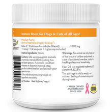 an image of the back side of IMMUNE BOOST - ESTER-C® showing it's caution and warning before use and the product bar code