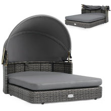 Wicker Dog House with Adjustable Canopy & Cushions