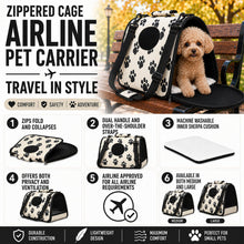 Pet Life ® Paw Patterned Airline Approved Zippered Folding Collapsible Travel Pet Dog Carrier