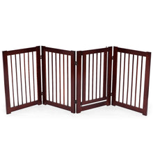 30 Inch Tall 4-Panel Freestanding Pet Gate Wooden Dog Fence