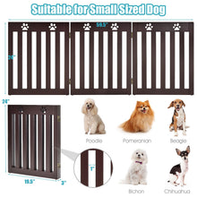24 Inch Folding Wooden Freestanding Dog Gate with 360¬∞ Flexible Hinge for Pet