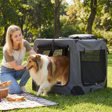 Soft Collapsible Dog Crate with Mesh Windows and 3 Doors