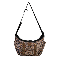 A full view image of a jaguar printed Sling Pet Carrier Purse