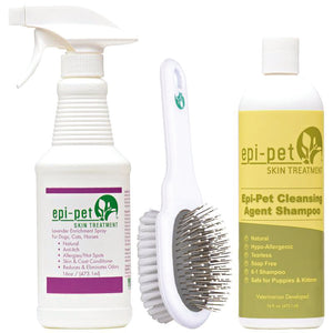 Epi-Pet Large Basic Skin & Coat Care Kit D 16oz (Lavender) and a double sided treatment brush